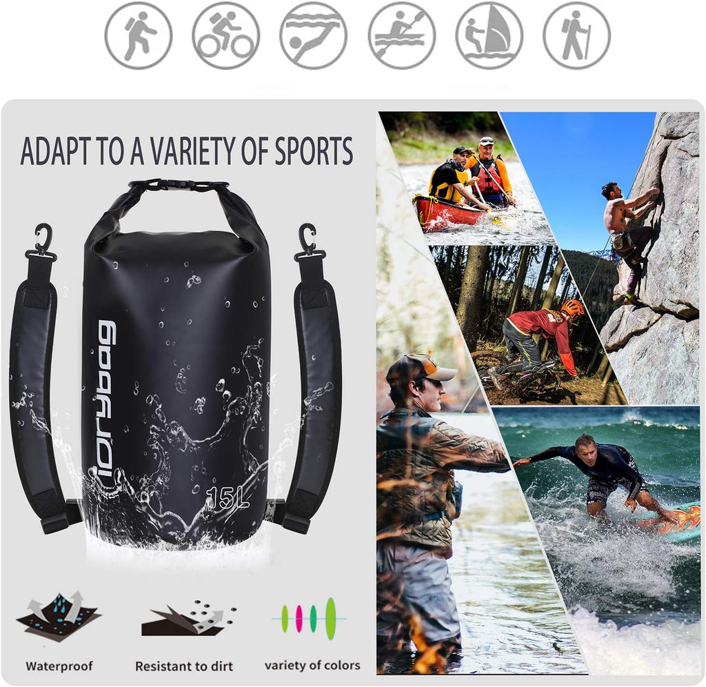 Dry Bag for Kayaking Waterproof 2L/5L/10L/15L/20L, Small Dry Sack Waterproof Bag for Boating