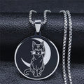 Pagan Wiccan Pentagram Cat Stainless Steel Necklace Men/Women Witchcraft Necklaces Ouija Jewelry Joyas N8110S02