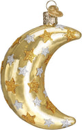 Celestial Moon Glass Blown Ornament for Christmas Tree, Handcrafted Holiday Decoration, Outer Space Collection
