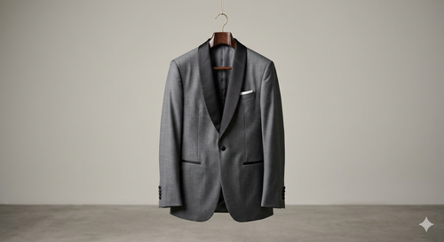"Traje Esmoquin Gris Acero con Solapa Chal Bradford